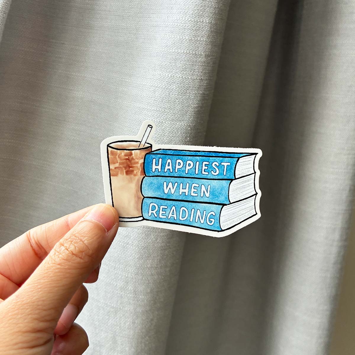 Coffee and Books Sticker Happiest when Reading