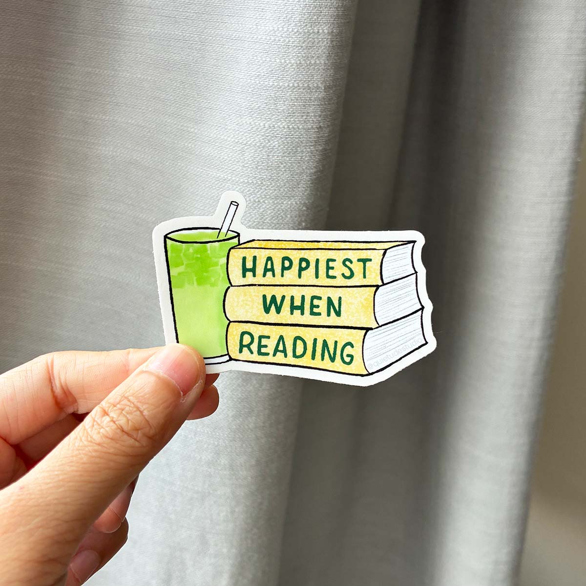 Matcha and Books Sticker Happiest when Reading