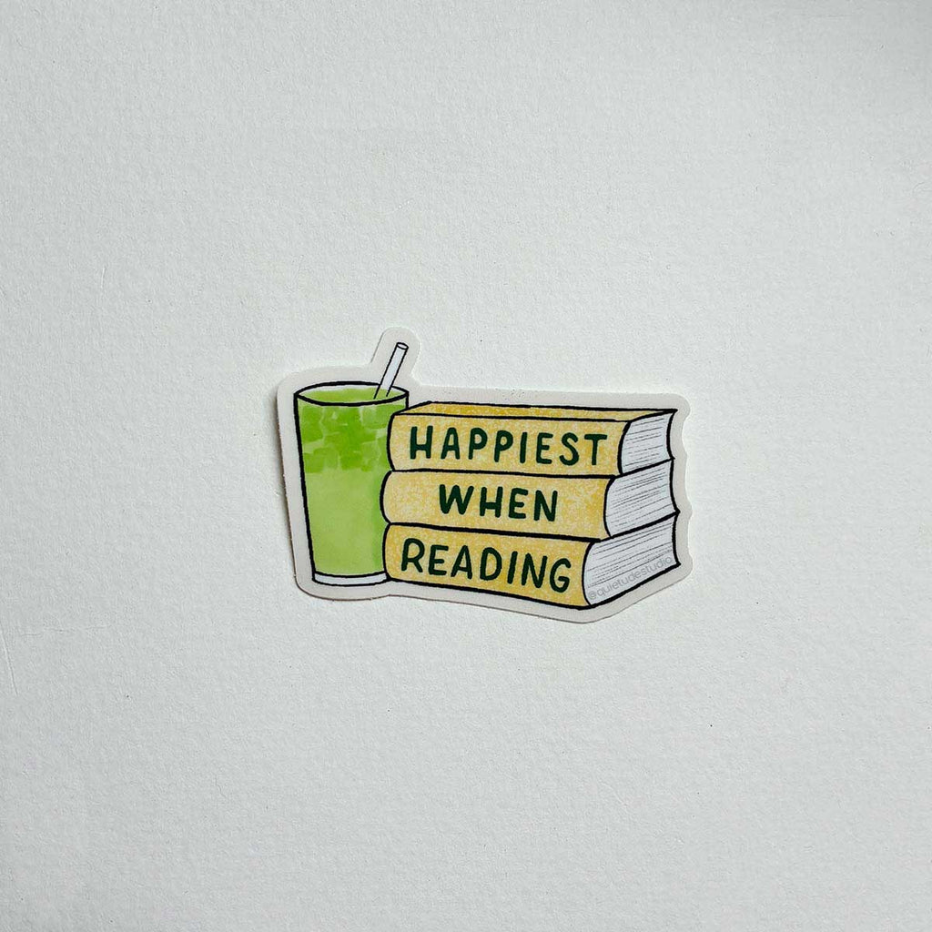 Matcha and Books Sticker Happiest when Reading