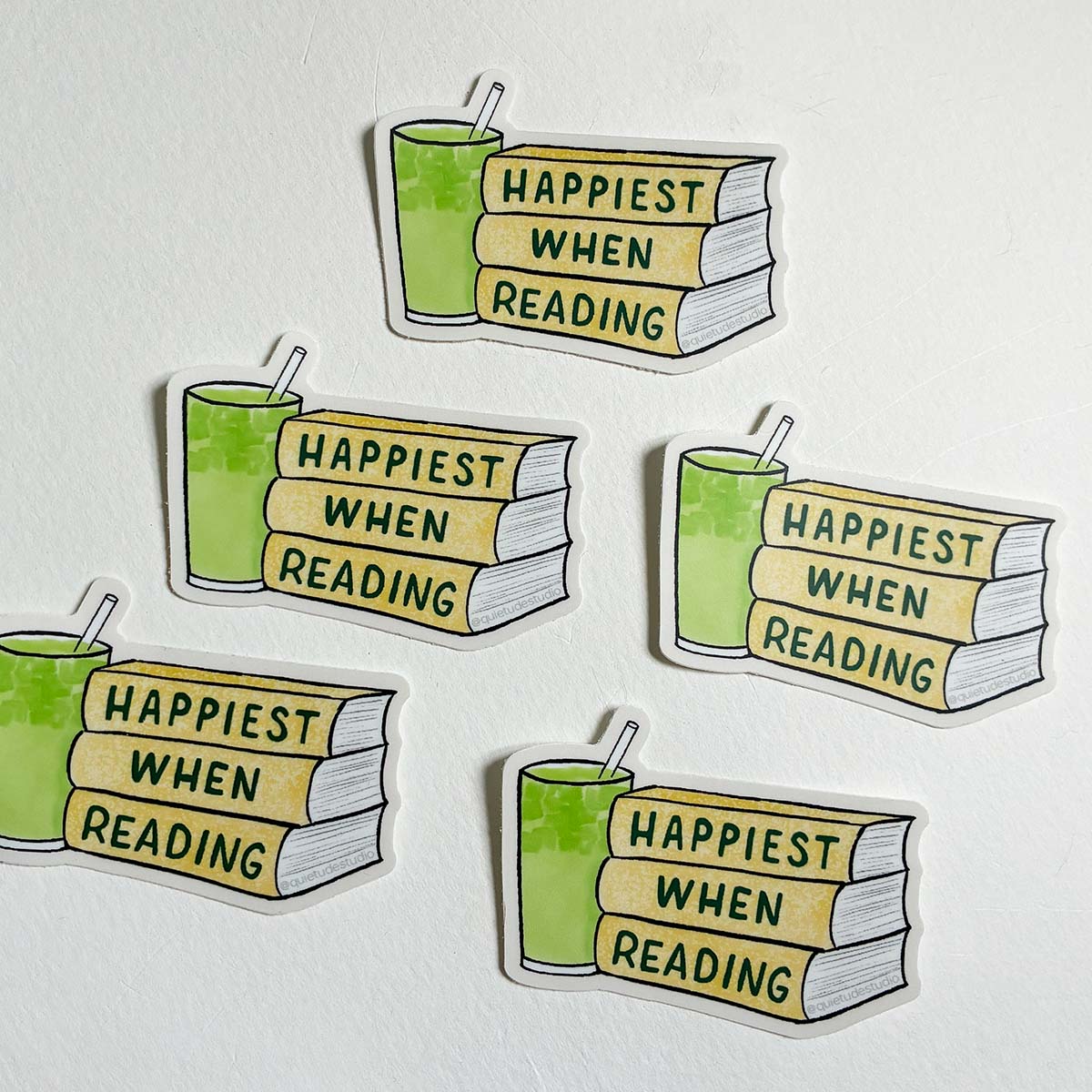 Matcha and Books Sticker Happiest when Reading