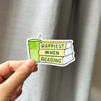 Matcha and Books Sticker Happiest when Reading
