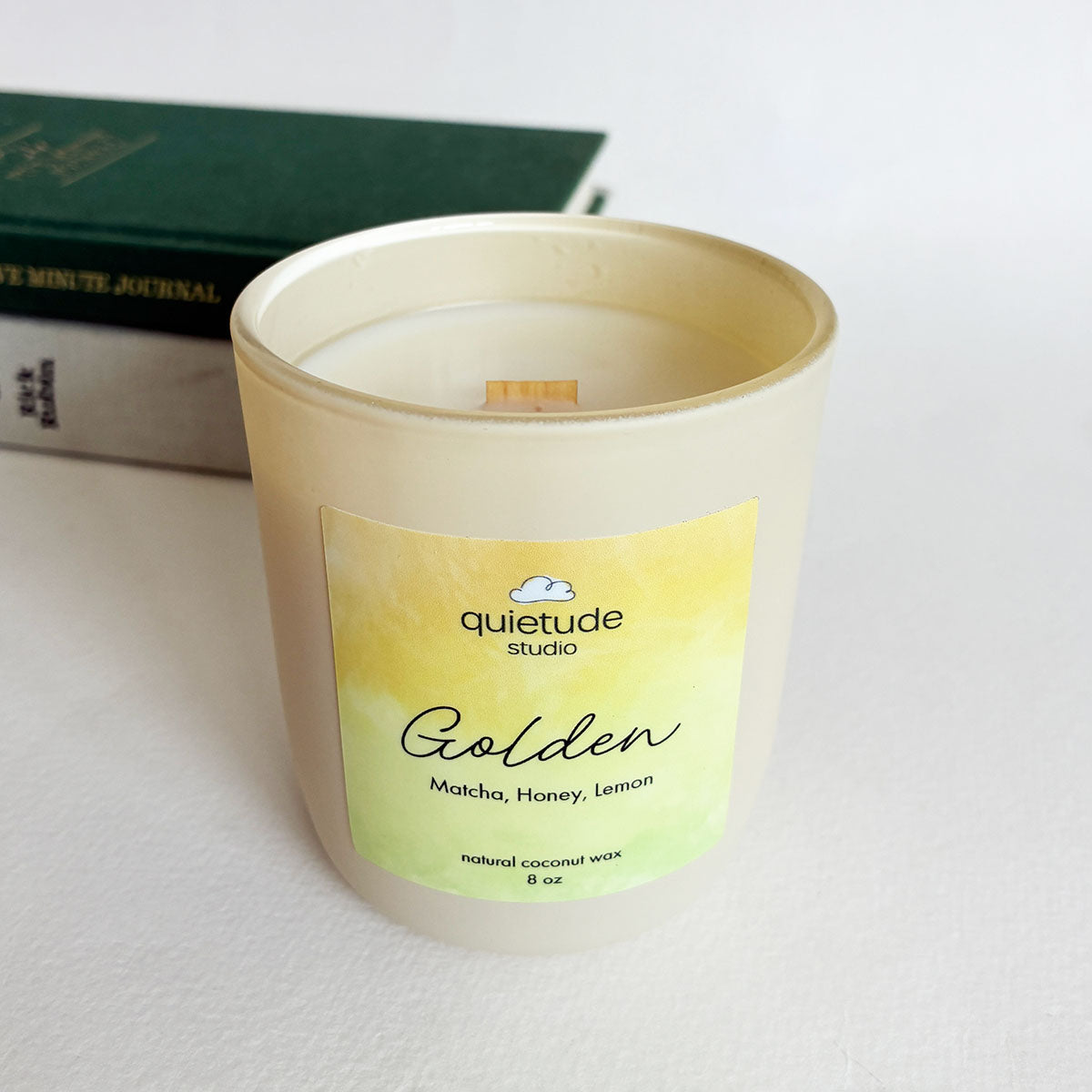 wooden wick matcha natural soy wax candle