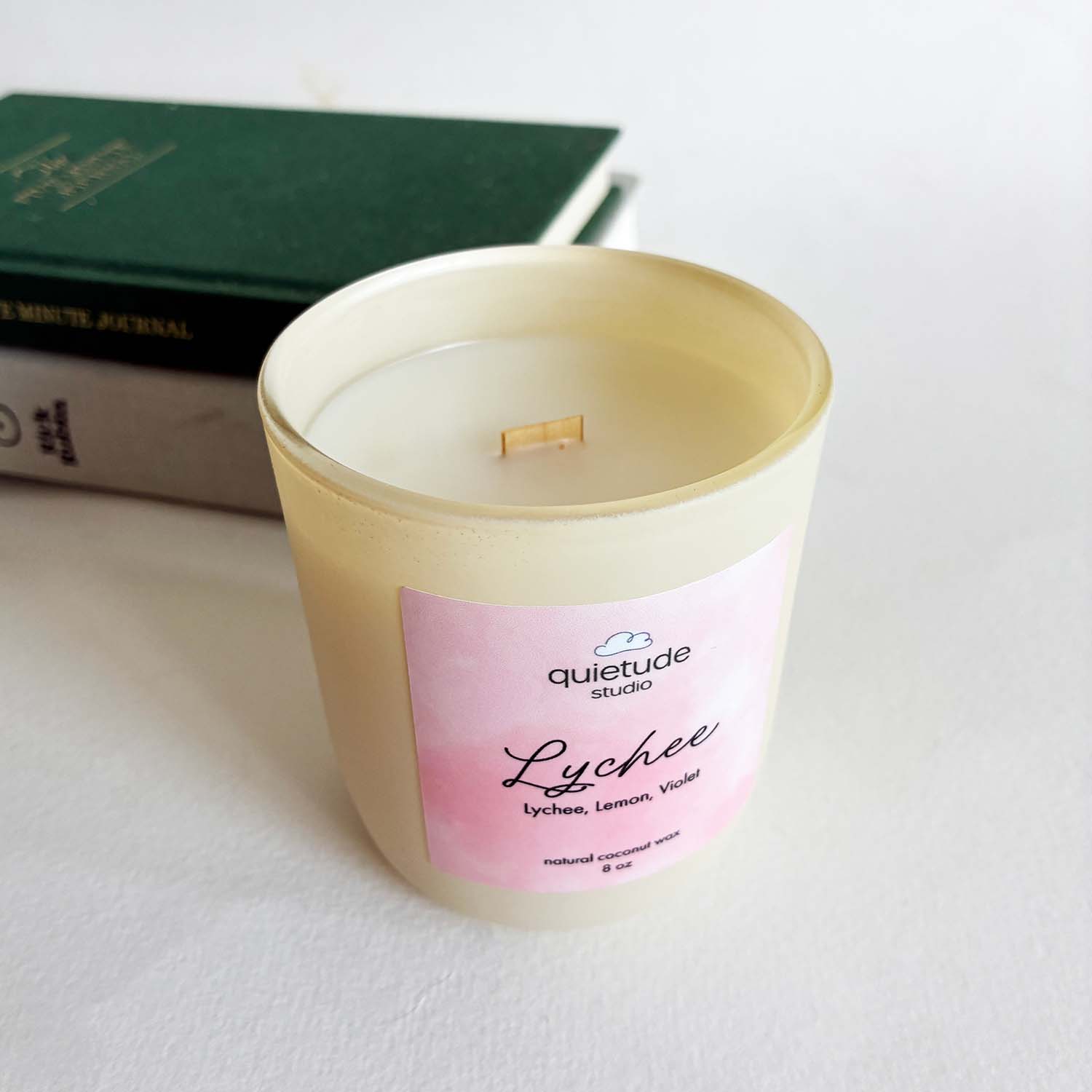 lychee lemon coconut wooden wick soy wax candle 