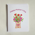 Greeting card with flower bouquet and 'Happy Mother's Day' text on a beige background