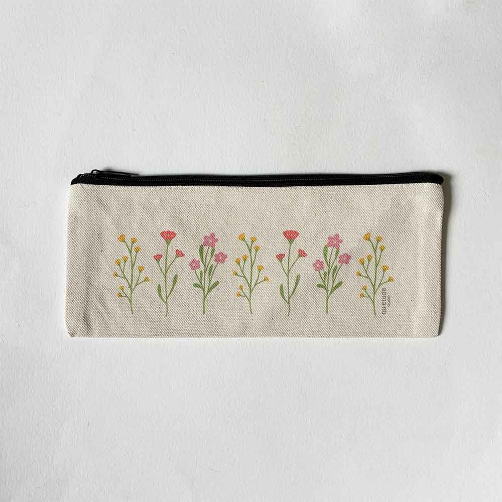 wildflower illustration zipper pouch