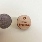 Love Brooklyn Pin Size Scale