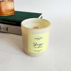 wooden wick yuzu soy wax candle in a jar
